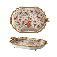 Bol à bonbons européen de luxe à trois couches Assiette à fruits multi-design Céramique bronze blanc Décoration intérieure Cadeau fantaisie Article en porcelaine