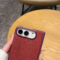 Étui de téléphone à texture imprimé léopard avec charnière pour iPhone 18 Duo Fold, compatible avec la charge magnétique sans fil, protection antichoc