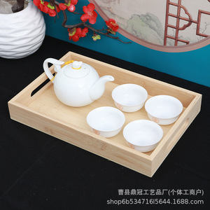 Rectangular Wooden Serving <b>Tray</b> With Handle Natural Wood Color For <b>Tea</b> Food Serving - Product Image 3