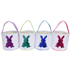 Decoraciones de Pascua Cesta de regalo Iluminado LED Bolsa de conejito de Pascua Luz Oreja de conejo Lentejuelas Cubo de Pascua para niños - Product Image 1