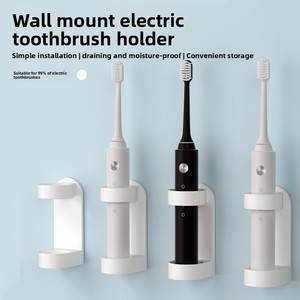 Support mural décontracté pour brosse à dents électrique, étagère de rangement en plastique à double niveau avec pot pour support de brosse à dents - Product Image 5