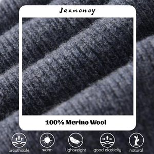 Bonnet d'hiver 100% <span class=keywords><strong>laine</strong></span> mérinos jacquard côtelé pour femmes et hommes, doux, chaud, double couche, style slouchy, Y2K, importé - Product Image 2