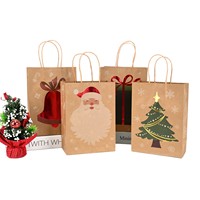Sac en papier kraft avec poignées, logo personnalisé imprimé, économique, écologique, recyclable, emballage alimentaire à emporter, poignée longue marron