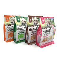 Papier Quad-seal-pet-food-bag Pet Or Fenêtre Stand Up Fond Plat Emballage Pochette Personnalisée Accepter Logo Chien Nourriture 50lb Sac