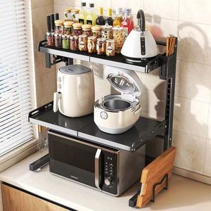 Pequeno Organizador de Cozinha de Metal de Dois Níveis, Estante Expansível Ecológica Multifuncional para Uso Doméstico, para Micro-ondas e Café - Product Image 6