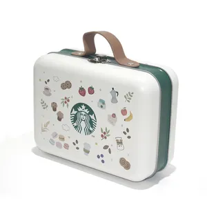 Custom Printing Kids Handvat Lunchbox Mooie Metalen Blikken Doos Voor Kerst Cadeau