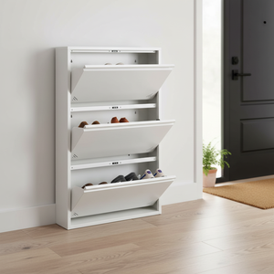 Meuble à chaussures moderne en métal à 4 niveaux, de luxe, pour entrée de salon, avec système de rangement inclinable - Product Image 1