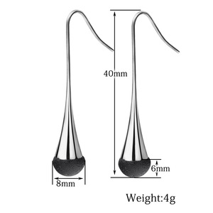 Pendientes colgantes con forma de gota de agua, de acero inoxidable, 40 mm, dos tonos, pendientes de moda para mujer, accesorios de joyería. - Product Image 5