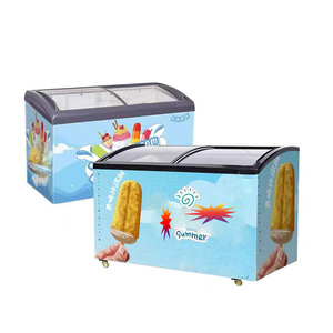 Bảng Top Ice Cream hiển thị tủ đông cong kính trượt tủ lạnh Ice Cream Showcase tủ đông - Product Image 5