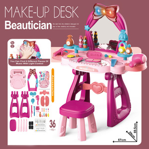 Dropshipping Shopify Girls Pretend Play Makeup Vanity <b>Table</b> <b>Set</b> Beauty Cosmetic Toy Birthday Gift - Product Image 3