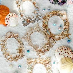 Carte de collage en relief Mo Ink, série dorée blanche, rétro, écologique, découpée, vernis brillant, autocollant en papier, décoration personnalisée - Product Image 4