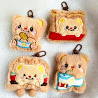 Porte-clés en peluche ours de dessin animé Butter Bread, modèle pour les 5-7 ans, Chine