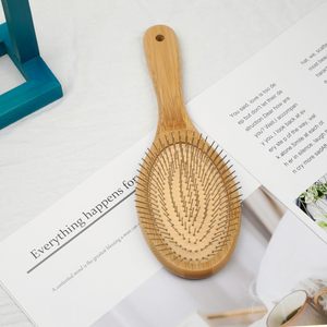 Brosse à cheveux en bois avec logo personnalisé, brosse à cheveux en acier avec poils métalliques pour massage du cuir chevelu, peigne à cheveux - Product Image 2