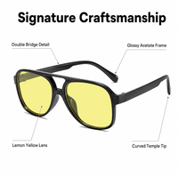 Lunettes de soleil pilote tendance 2026 pour femme, style vintage à double pont, verres jaunes, lunettes d'aviation, Zhejiang