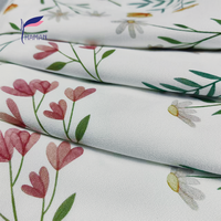 Weißer bedruckter Polyester-Georgette-ähnlicher 4-Wege-Stretch-Gewebe mit Aquarell-Blumenmuster für Kleider, Sofas, Hochzeiten, Jungen & Mädchen