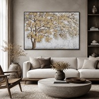 Peinture murale sur toile 3D acrylique écologique, paysage abstrait moderne peint à la main, arbre de vie doré, pour la décoration du salon