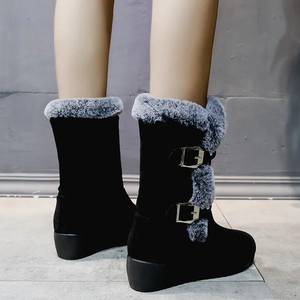 Venta al por mayor de suela gruesa de piel sintética <span class=keywords><strong>niñas</strong></span> <span class=keywords><strong>botas</strong></span> de invierno antideslizante forro felpa cálido mujeres moda <span class=keywords><strong>botas</strong></span> de nieve - Product Image 3