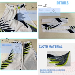Halter Cổ Phụ nữ mùa hè A-line ăn mặc không tay cao eo Belted bãi biển ăn mặc phụ nữ mới hoa in <span class=keywords><strong>Maxi</strong></span> Dress - Product Image 3