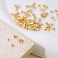 Perles Facettées 18K, Petites Perles Rondes Brillantes en Or Véritable, Entretoises DIY pour la Fabrication de Bijoux, Composants et Accessoires