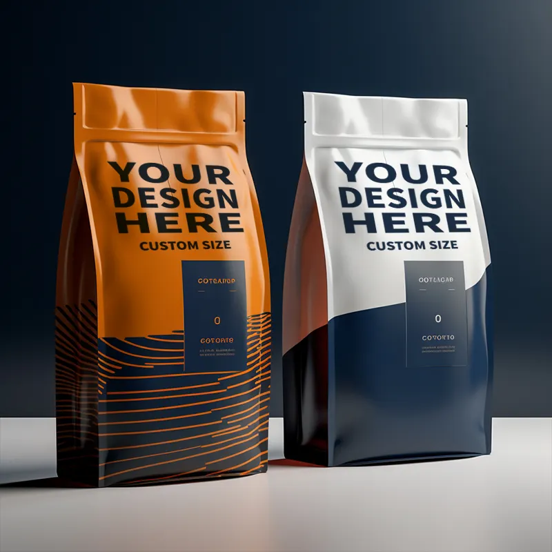 Échantillon gratuit refermable 1kg 500g 250g mat fond plat sacs pochette de café emballage avec fermeture éclair