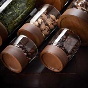 Barattolo di Vetro Ecologico Retrò con Coperchio in Legno Capacità 401-500ml Resistente alle Perdite Multifunzione per <span class=keywords><strong>Conservazione</strong></span> <span class=keywords><strong>Alimenti</strong></span> in Cucina - Product Image 3