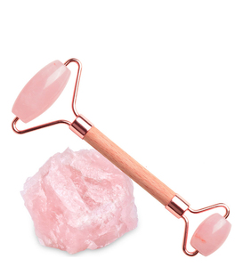 Set di strumenti per massaggio Gua Sha con rullo di giada HY Best, 100% giada rosa naturale, rullo per il viso in legno, utilizzabile anche come massaggiatore per collo e occhi gonfi. - Product Image 2