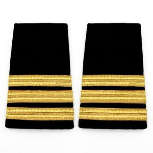 Epaulettes de piloto comerciales de 3 barras, dorados, de tela de lona, parche hecho a mano, bordado, para coser, ajustable, rectangular, dos o tres. - Product Image 1