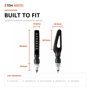 <span class=keywords><strong>Clignotant</strong></span> LED flexible non séquentiel étanche 7 LED ABS noir mat 0,5W M8 12V IP65 E8 pour <span class=keywords><strong>moto</strong></span> - Product Image 3