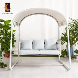 Hamaca con marco de Metal, columpio colgante doble, silla de jardín de lujo con soporte, nueva y Popular