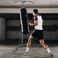 Support de boxe pour sac lourd et sac de vitesse, support de support de sac de sable autoportant pour entraînement à domicile