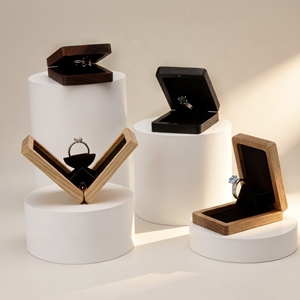 Modern Wooden <b>Ring</b> Display Case for <b>Rings</b> Jewelry <b>Box</b> <b>Ring</b> <b>Box</b> Wood Jewellery <b>Box</b> with Customized Logo - Product Image 1