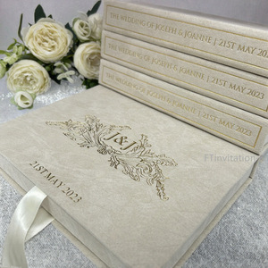 Scatola di carta di velluto Beige di fascia alta personalizzata per carte di nozze inviti di lusso in stile artigianato di carta Premium - Product Image 3