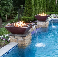 Modell-Stil mit Textur Propangas-Betriebene Outdoor-Schwimmbad-Dekorative Echte Flammen-Wasserfontäne