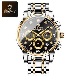 Binbond Custom High Quality Luxury Steel Quartz <b>Watch</b> <b>for</b> <b>Men</b> <b>Waterproof</b> Multifunctional Chronograph with Luminous Wristwatch - Product Image 3