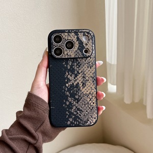 <span class=keywords><strong>Coque</strong></span> de protection de luxe pour <span class=keywords><strong>iPhone</strong></span> 17 16 15 Pro Max avec motif <span class=keywords><strong>serpent</strong></span> estampé or par électroplaqué et grande fenêtre - Product Image 3