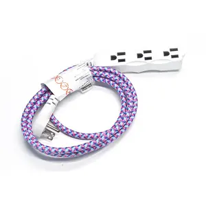 Extension Cord Extensions Using Cul Cetl Approved with Fabric 3 Outlet 16/3 6 Feet Safety Indoor for Home OEM Sleeve Card CN;ZHE