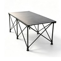 Table de camping pliable portable avec pieds réglables, table légère pour l'extérieur, jardin, patio, voyage, plage, pique-nique