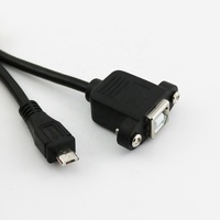 Kabel Konektor Micro USB 5pin Micro USB 2.0 Male ke USB 2.0 Tipe B Female 30cm 50cm Dengan Lubang Pemasangan Panel