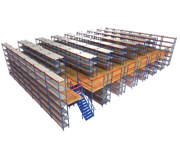 Plataforma de acero atornillada para almacenamiento de almacén Estante de piso de entresuelo para almacenamiento de almacén