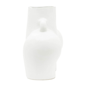 Vaso in ceramica a mezzo corpo, decorazione moderna per la tavola del soggiorno, bianco - Product Image 4