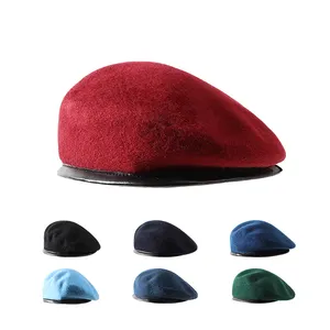 Arten von Herren französisches Berett für Unisex Mode besticktes neues Muster Wolle Boina Maler Mütze individuelles Logo formelles Berett