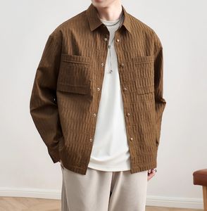 Haut de printemps et d'automne monocouche pour hommes nouvelle tendance ample vêtements d'automne taille XL <span class=keywords><strong>veste</strong></span> fine à texture de <span class=keywords><strong>bosse</strong></span> pour l'hiver - Product Image 3