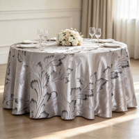 Nappe ronde jacquard à motif floral européen avec fil métallique, nappe décorative pour mariage, banquet, hôtel, vente en gros