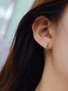 Xinfly Fine Jewelry 18k Real Yellow Gold Natural Gemstone <b>Emerald</b> Earring and Ring for Women - Product Image 2