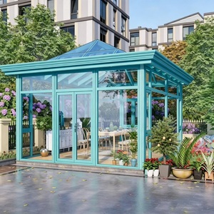 Veranda Moderna in Alluminio Personalizzata per Tutte le Stagioni, Villa Prefabbricata <span class=keywords><strong>con</strong></span> Tetto Retrattile in Vetro Temperato e <span class=keywords><strong>Porta</strong></span> Trasparente per Hotel - Product Image 5