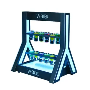 Bar Nachtclubs Wedding Custom Led Stand Bullet Aanrecht Wijnglas Bekerhouder Glorifiers Shot Glass Serving Display Rack