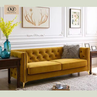 Sofá de recepción minimalista moderno nórdico de lujo OKF patas de Metal Chesterfield con tela de terciopelo para sala de estar para uso de Villa