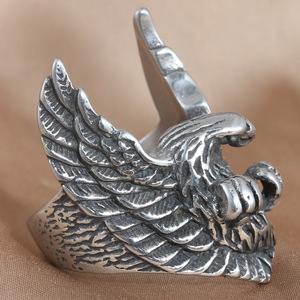 Bague Aigle en Acier Inoxydable pour Homme, Style Punk, Bijou Animalier, Cadeau, Couleur Argent 213028 - Product Image 3