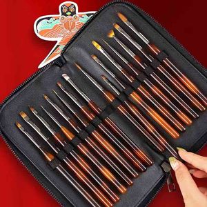 Pinceau à ongles en gel ombré avec manche en plastique, en nylon, pour pétales de fleurs, plat, rond, liner, pinceau de dessin 3D en acrylique - Product Image 3