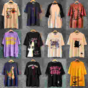 T-shirt pour femmes à col rond en coton mélangé de couleurs, style oversize, pour jeunes européens et américains, fabriqué par un fabricant - Product Image 1